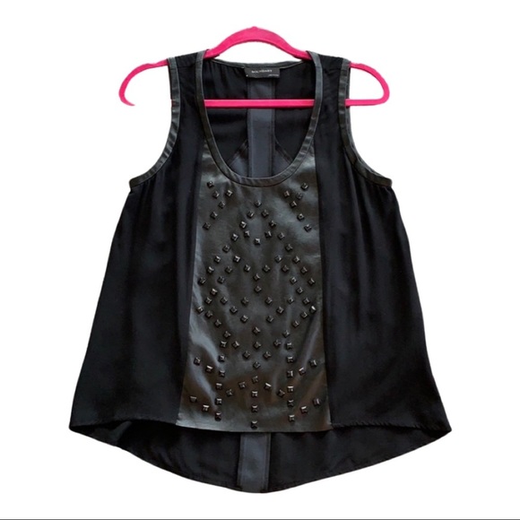 boundary Tops - Boundary black studded faux leather tank top